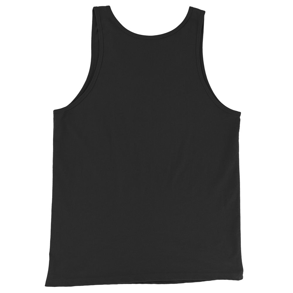 Black unisex cotton tank top back view