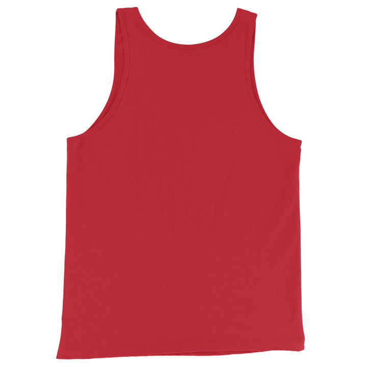 Red unisex cotton tank top back view