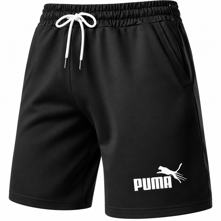 Black shorts elastic waistband drawstring pocket and hem detail