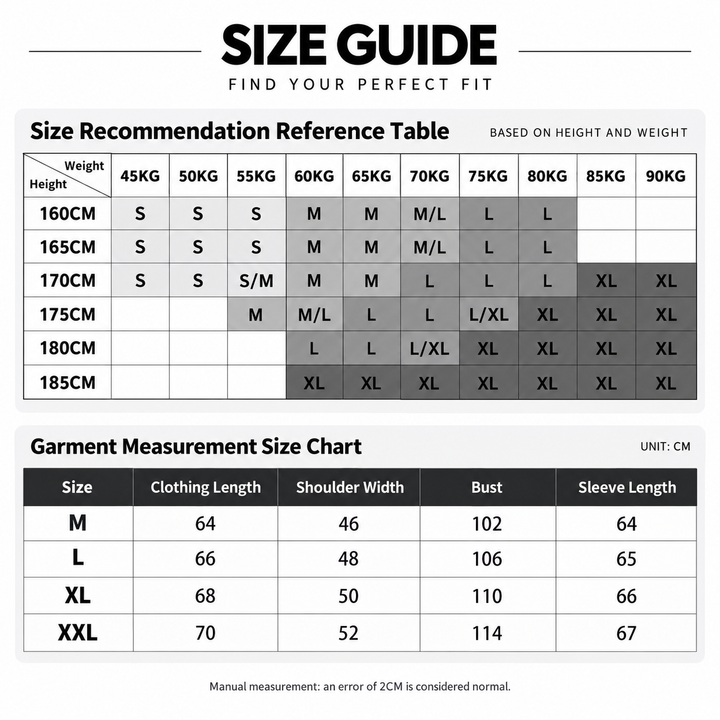 Size guide for men&