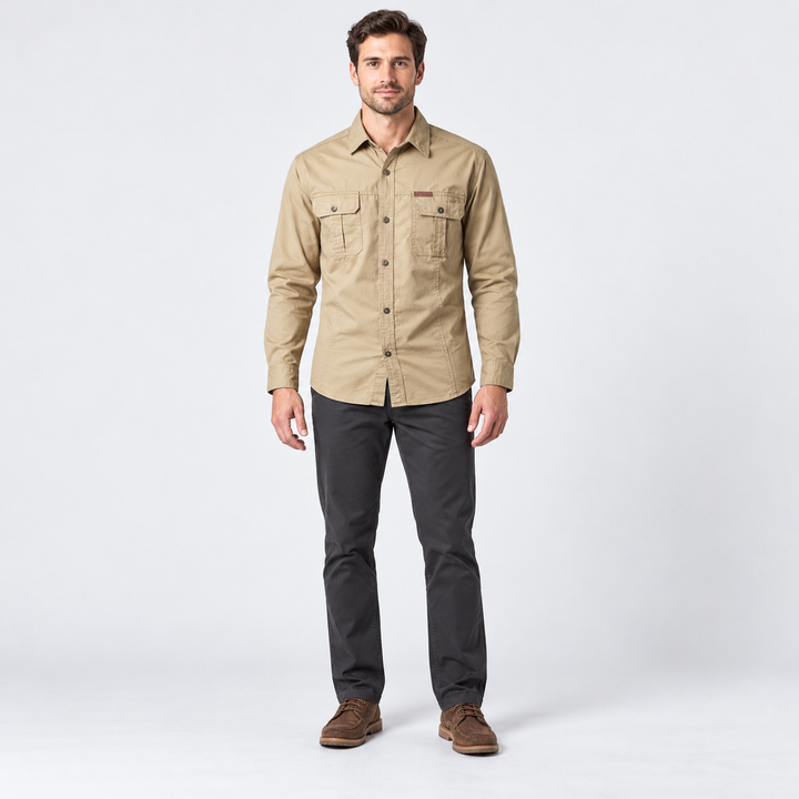 Front view of a khaki men&