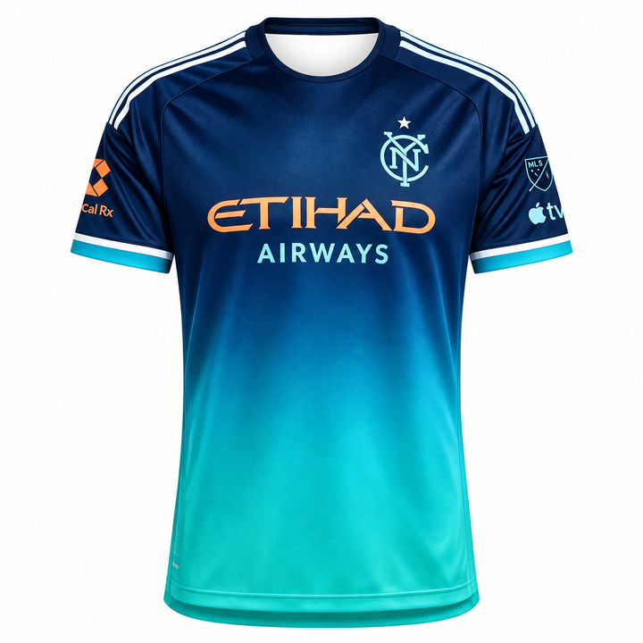Navy teal gradient football fan jersey front view