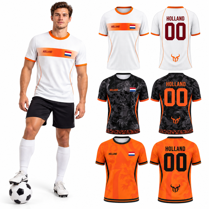 Netherlands football jersey white black and orange fan variants