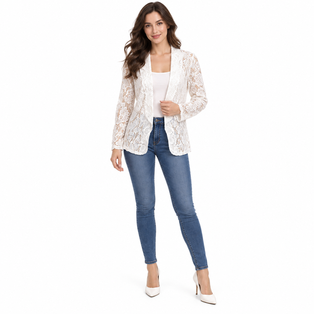 Women's Lace Cardigan with Open Front for Easy Layering