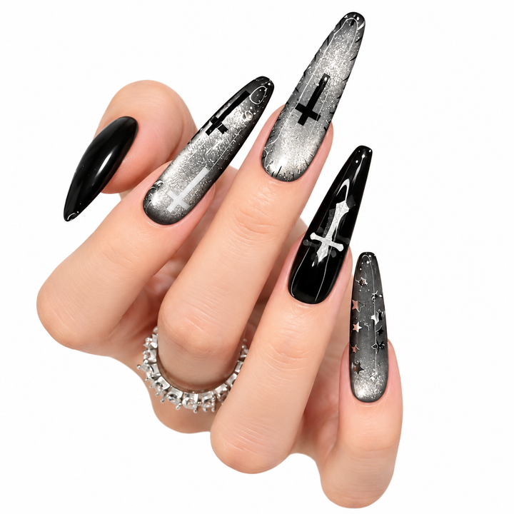 Long press on nails angled manicure view