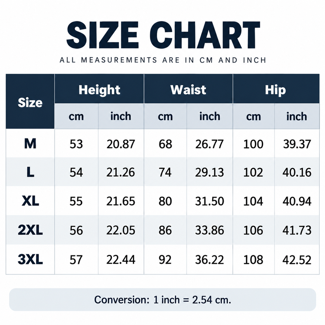 Size chart for men&