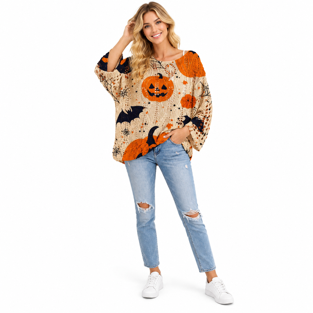 Pumpkin sweater khaki openwork fit