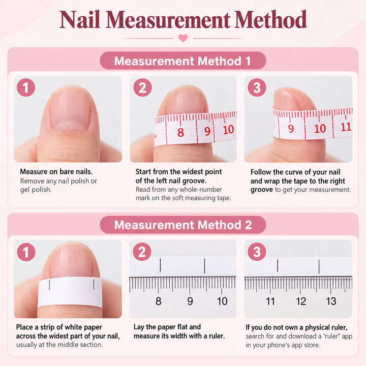Nail measurement guide showing how to measure nail width before choosing a size