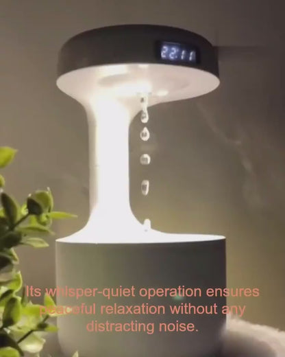 Sleek White Anti-Gravity Humidifier with Clock—Ultra-Quiet Mist for Peaceful Nights
