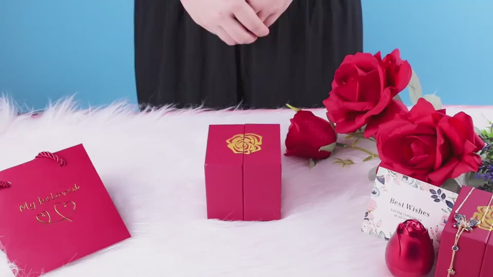 rose jewelry gift box necklace premium maroon jewelry storage box
