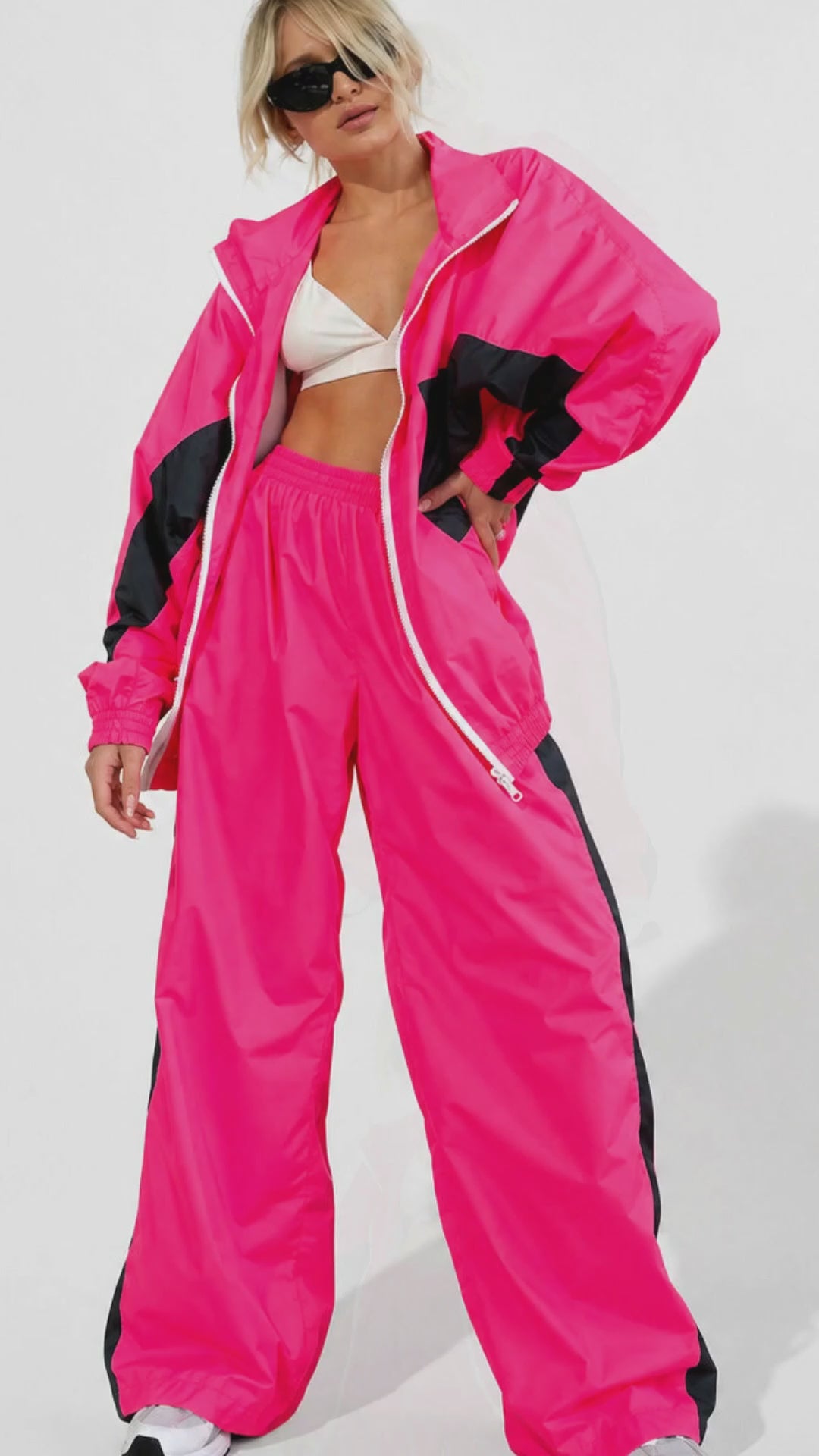 Ensemble de survêtement pour femme avec veste et pantalon color block