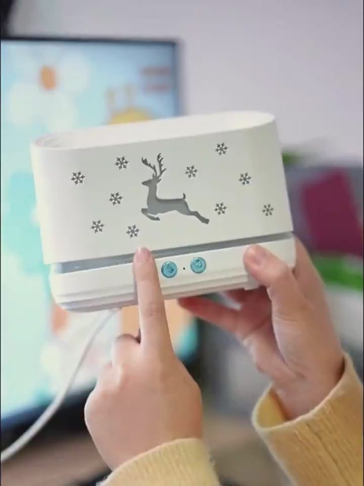 White flame humidifier diffuser with essential oil and soft light