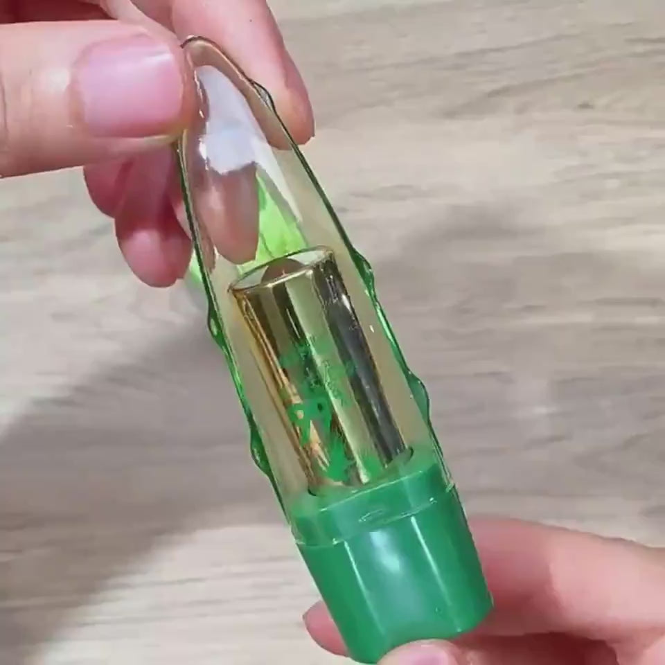 Aloe Vera Color Changing Lipstick before and after color transformation