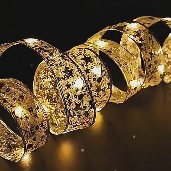 LED Fairy Lights Ribbon Bow on Christmas Tree – 5 cm cloth glow for instant holiday magic

