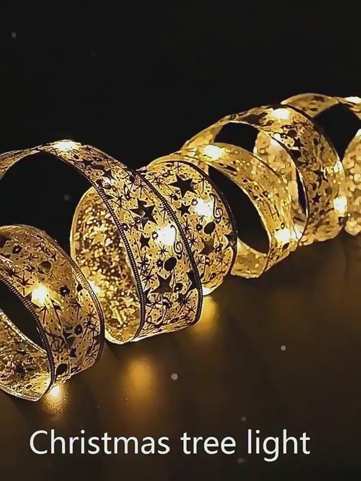 LED Fairy Lights Ribbon Bow on Christmas Tree – 5 cm cloth glow for instant holiday magic

