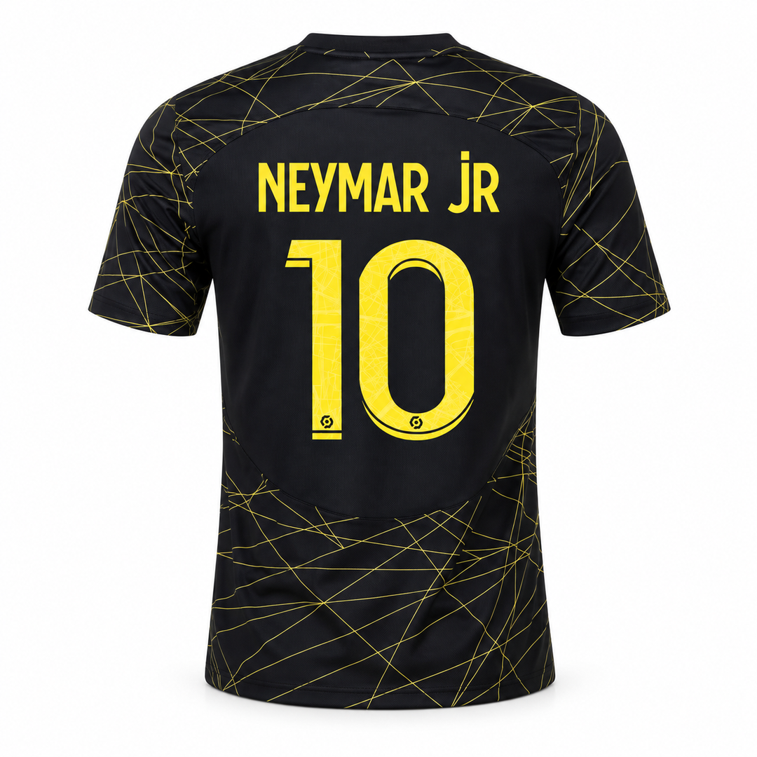 PSG Neymar black gold fan tee back view with number 10