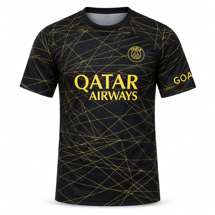 PSG Neymar black gold fan tee front view