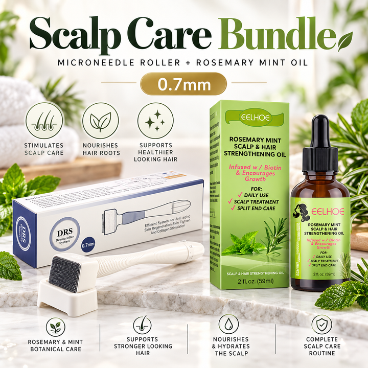 Rosemary Mint Hair Growth Oil bundle with 0.7 mm DRS derma roller