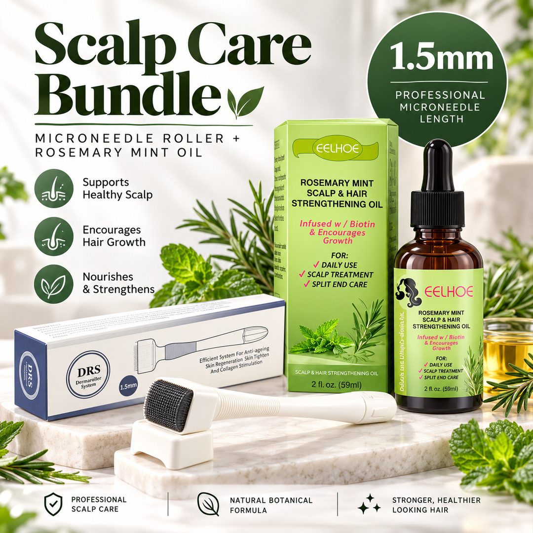 Rosemary mint scalp oil set with 1.5 mm DRS derma roller