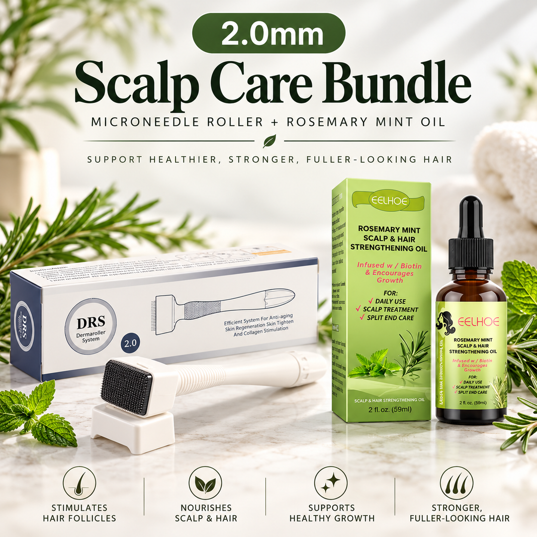 Rosemary mint scalp care bundle with 2.0 mm DRS derma roller