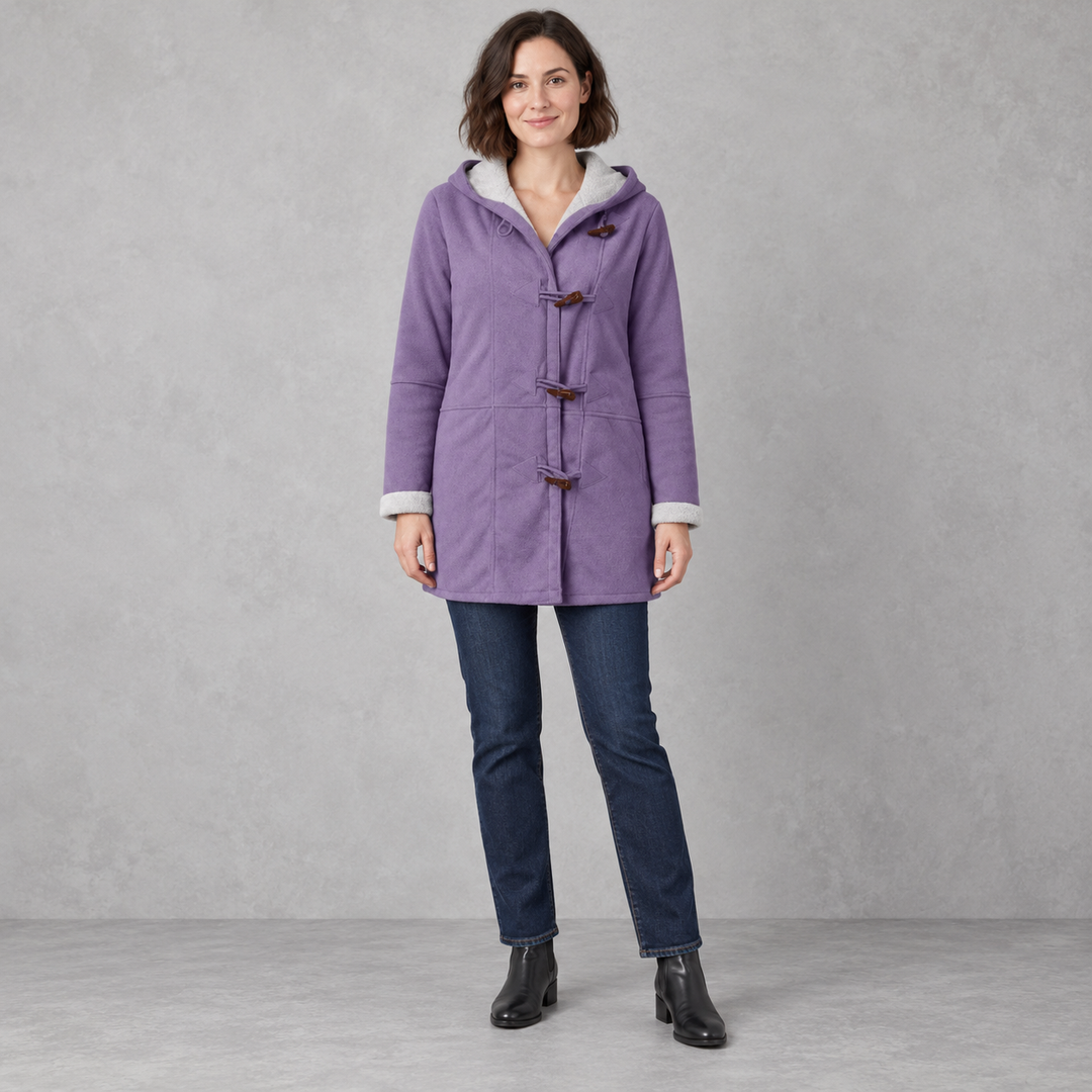 Model wearing the purple women&