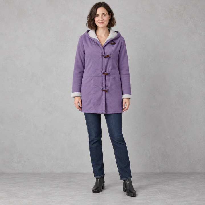 Model wearing the purple women&