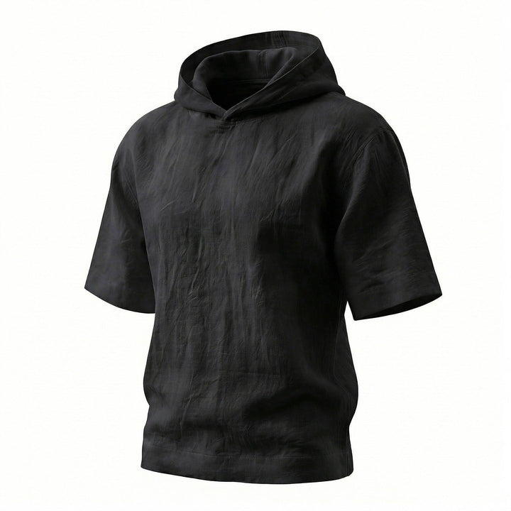 Teen relaxed pullover hoodie in apricot, black, and blue tones, shown in a catalog view for easy color and detail comparison.