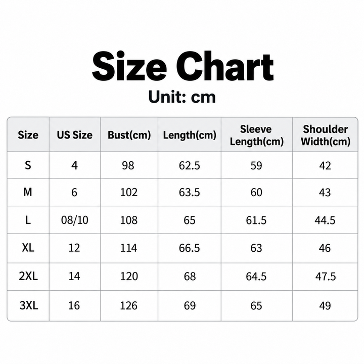 Sunflower skull sweatshirt size chart with S to 3XL measurements in centimeters