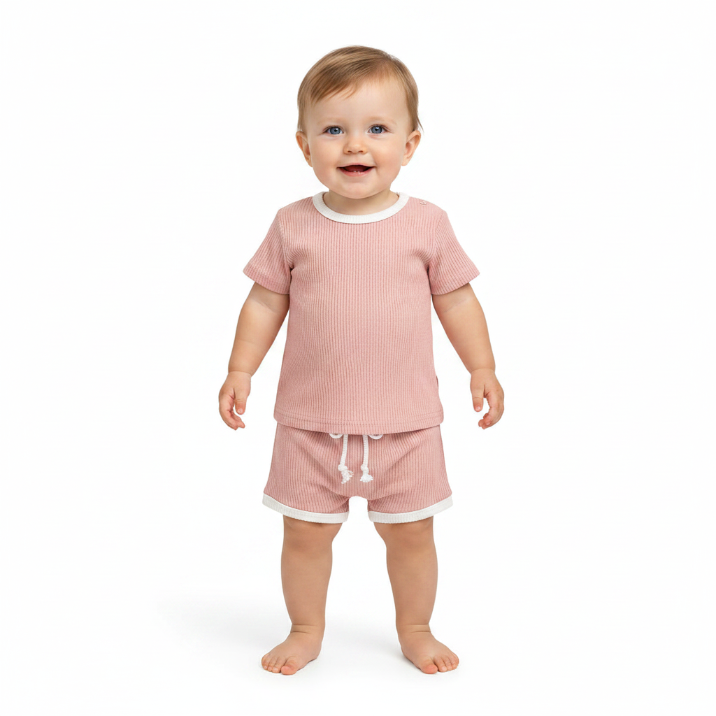 Cozy toddler set in mint ivory breathable cotton with relaxed silhouette for play, travel and home days