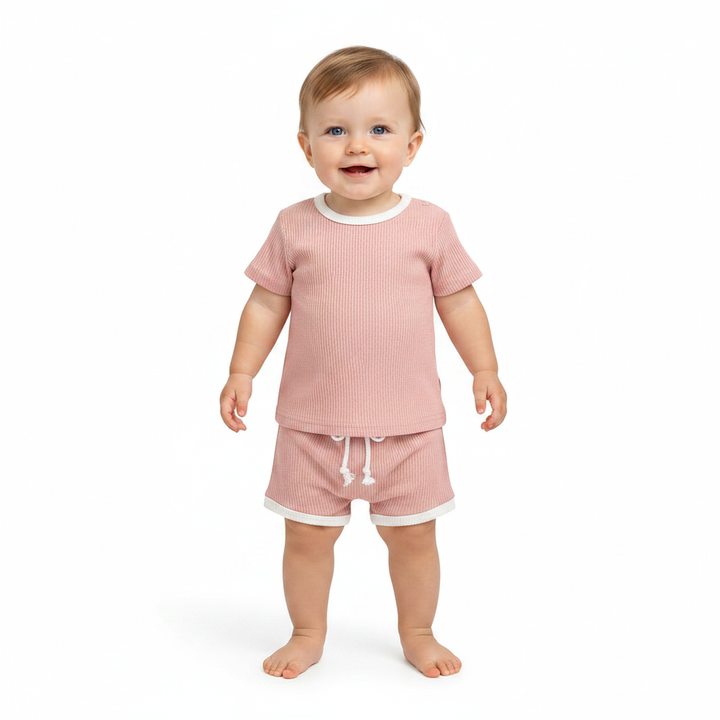Cozy toddler set in mint ivory breathable cotton with relaxed silhouette for play, travel and home days