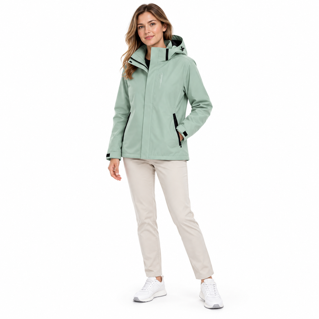 Bean Green jacket worn by a woman in a front three-quarter pose