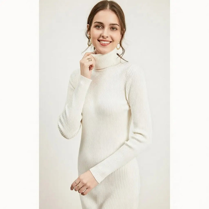 viscose slim fit turtleneck sweater side profile structured shoulder line