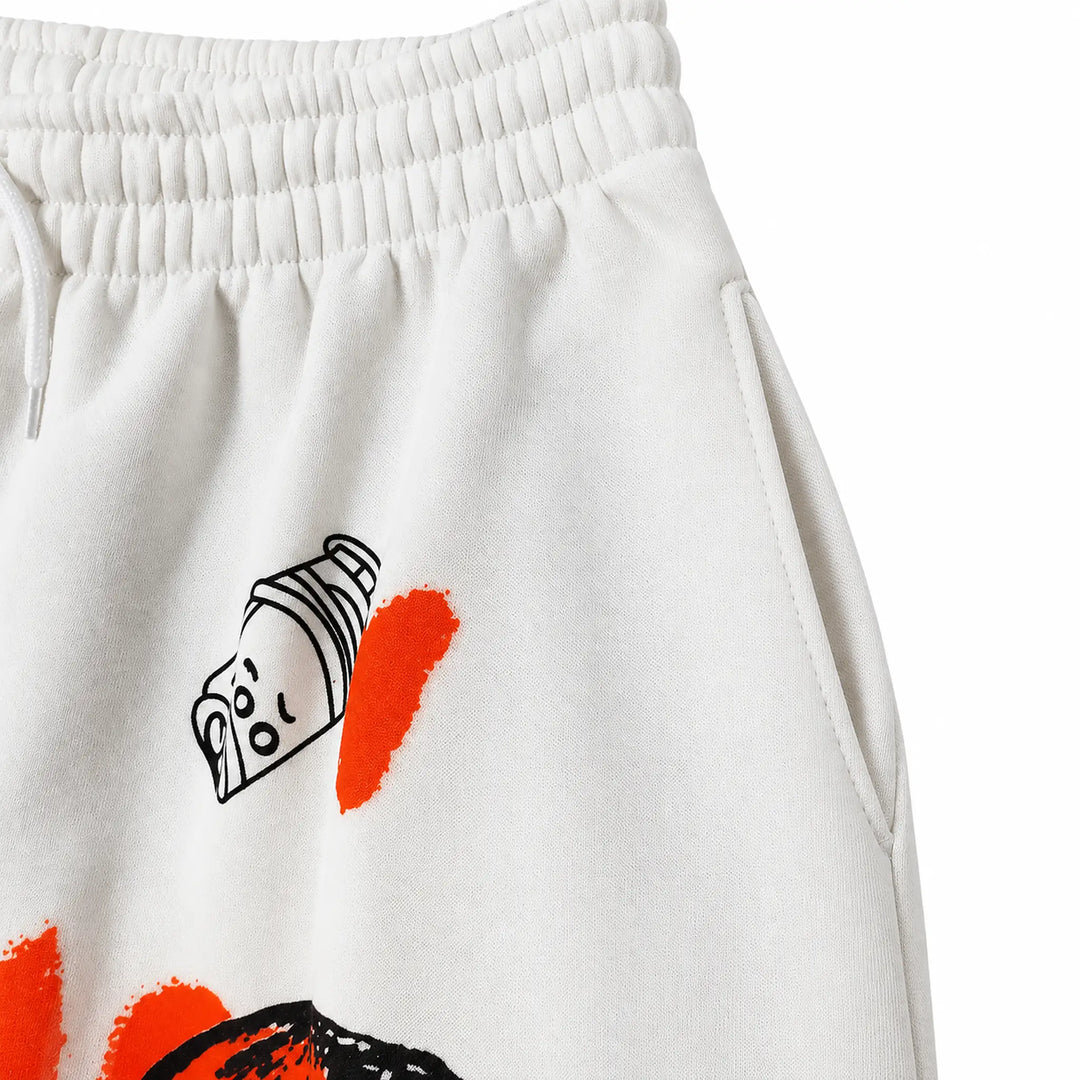 Close-up of the white joggers&
