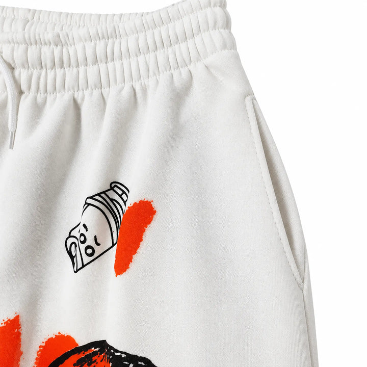 Close-up of the white joggers&