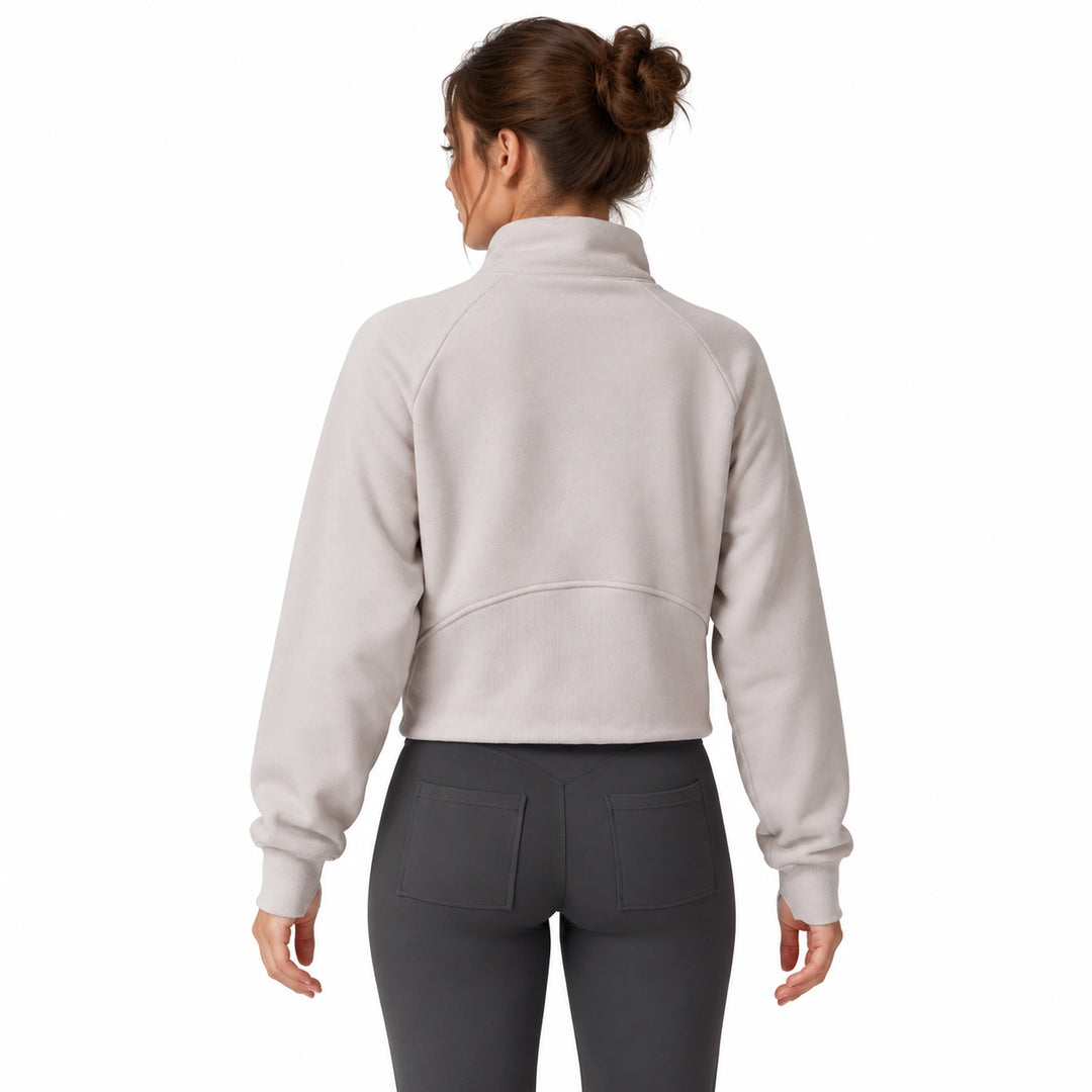Back view of a linen-color women&