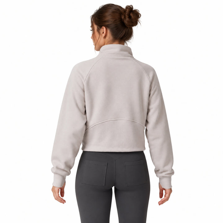 Back view of a linen-color women&