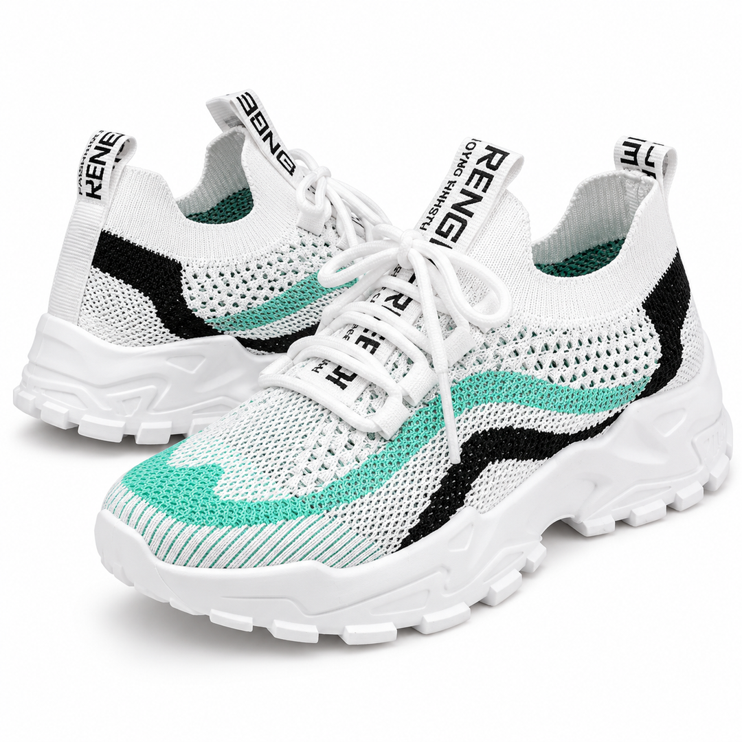 Women's lightweight sneakers White Green main product view