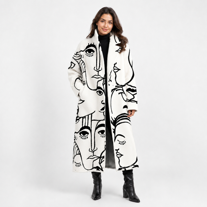 White abstract line art women&