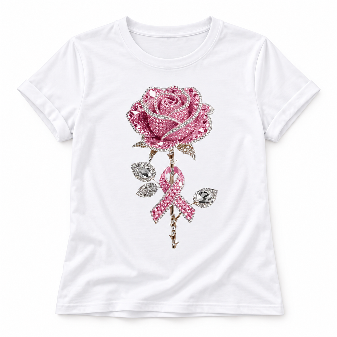 White rose graphic T-shirt flat lay variant image