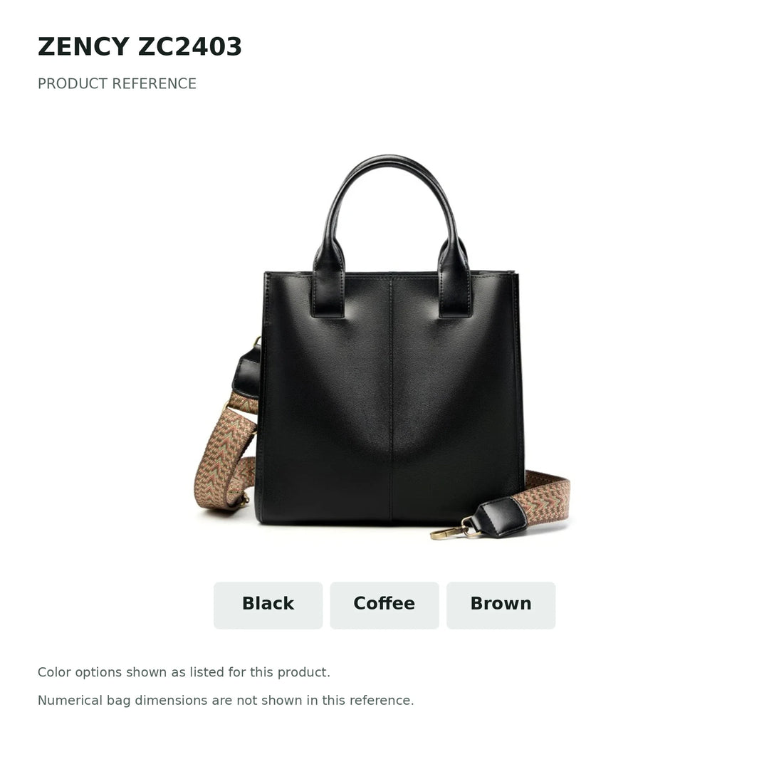 ZENCY ZC2403 shoulder bag reference with Black, Coffee and Brown color labels; no dimensions
